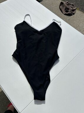 WILO The Label Black One-Piece Swimsuit with White Trim